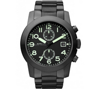Marc Jacobs Larry Chronograph Black Dial Black Steel Strap Watch for Men - MBM5052