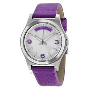 Marc Jacobs Baby Dave Silver Dial Purple Leather Strap Watch for Women - MBM1262