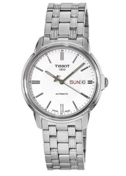Tissot Automatics III Day Date White Dial Silver Steel Strap Watch For Men - T065.430.11.031.00
