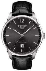 Tissot Chemin Des Tourelles Powermatic 80 Black Dial Black Leather Strap Watch For Men - T099.407.16.447.00