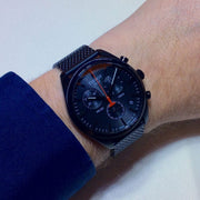 Tissot T Classic PR 100 Chronograph Black Dial Black Mesh Bracelet Watch For Men - T101.417.33.051.00
