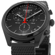 Tissot T Classic PR 100 Chronograph Black Dial Black Mesh Bracelet Watch For Men - T101.417.33.051.00