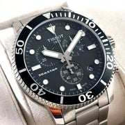Tissot Seastar 1000 Chronograph Black Dial Silver Steel Strap Watch For Men - T120.417.11.051.00