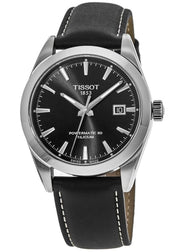 Tissot Gentleman Powermatic 80 Silicium Black Dial Black Leather Strap Watch For Men - T127.407.16.051.00