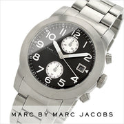 Marc Jacobs Larry Chronograph Black Dial Silver Steel Strap Watch for Men - MBM5050