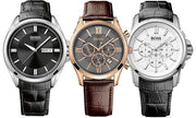 Hugo Boss Jet Chronograph Grey Dial Brown Leather Strap Watch for Men - 1513281