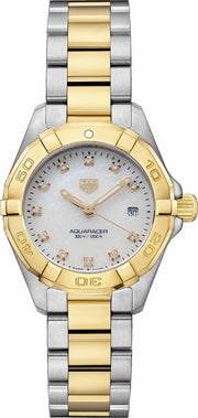 Tag Heuer Aquaracer Diamonds Mother of Pearl Dial Two Tone Steel Strap Watch for Men - WBD1422.BB0321