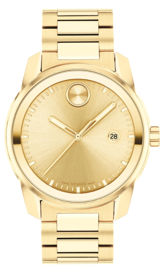 Movado Bold Verso Gold Dial Gold Steel Strap Watch for Men - 3600861