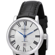 Tissot Carson Premium Automatic Lady Silver Dial Black Leather Strap Watch for Women - T122.207.16.033.00