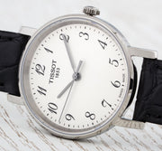 Tissot T Classic Desire White Dial Black Leather Strap Watch For Men - T52.1.421.12