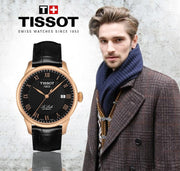 Tissot T Classic Le Locle Automatic Black Dial Black Leather Strap Watch For Men - T41.5.423.53
