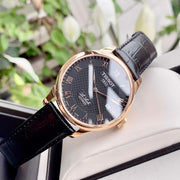 Tissot T Classic Le Locle Automatic Black Dial Black Leather Strap Watch For Men - T41.5.423.53
