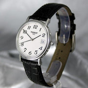 Tissot T Classic Desire White Dial Black Leather Strap Watch For Men - T52.1.421.12