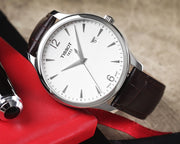 Tissot T Classic Tradition White Dial Brown Leather Strap Watch For Men - T063.610.16.037.00