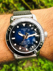 Tissot Seastar 1000 Powermatic 80 Blue Dial SIlver Mesh Bracelet Watch For Men - T120.407.11.041.02