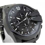 Diesel Mega Chief Chronograph Black Dial Black Steel Strap Watch For Men - DZ4283