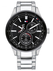 Tommy Hilfiger Austin Black Dial Silver Steel Strap Watch for Men - 1791639