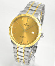 Tudor Style Automatic Gold Dial Two Tone Steel Strap Watch for Men - M12713-0001