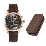 Hugo Boss Jet Chronograph Grey Dial Brown Leather Strap Watch for Men - 1513281