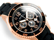 Marc Jacobs Rock Chronograph Black Dial Black Silicone Strap Watch for Women - MBM2553