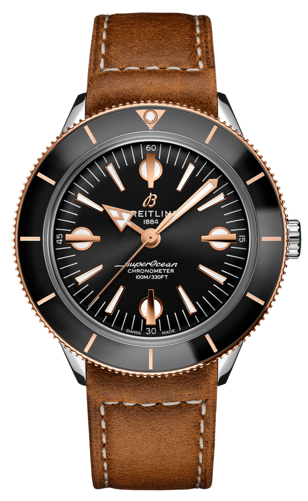 Breitling Superocean Heritage '57 Black Dial Brown Leather Strap Watch for Men - U10370121B1X1