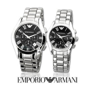 Emporio Armani Velente Chronograph Black Dial Silver Steel Strap Watch For Women - AR0674