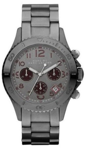Marc Jacobs Rock Chronograph Gunmetal Grey Dial Grey Steel Strap Watch for Men - MBM3160