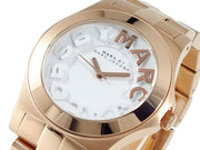 Marc Jacobs Rivera White Dial Rose Gold Steel Strap Watch for Women - MBM3135