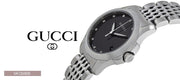 Gucci G Timeless Diamonds Mother of Pearl Black Dial Silver Steel Strap Watch For Women - YA126505