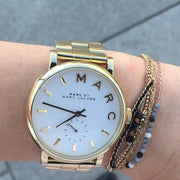 Marc Jacobs Baker White Dial Gold Steel Strap Watch for Women - MBM3243