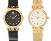 Versace Greca Meander Black Dial Black Leather Strap Watch for Women - VELW00420