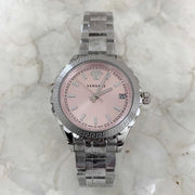 Versace Hellenyium Pink Dial Silver Steel Strap Watch for Women - V12010015