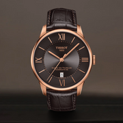 Tissot Chemin des Tourelles Powermatic 80 Brown Dial Brown Leather Strap Watch for Men - T099.407.36.448.00