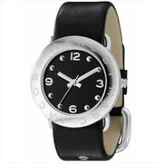 Marc Jacobs Amy Black Dial Black Leather Strap Watch for Women - MBM1140
