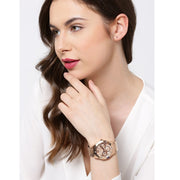 Guess Studio Rose Gold Dial Rose Gold Steel Strap Watch For Women - W0778L3