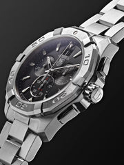Tag Heuer Aquaracer Chronograph Black Dial Silver Steel Strap Watch for Men - CAY1110.BA0927