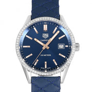 Tag Heuer Carrera Quartz Diamonds Blue Dial Blue Leather Strap Watch for Women - WAR1114.FC6391