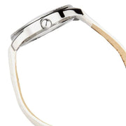 Guess Rosette Analog White Dial White Leather Strap Watch For Women - W75043L1