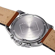 Coach Kent Chronograph Blue Dial Brown Leather Strap Watch for Men - 14602560