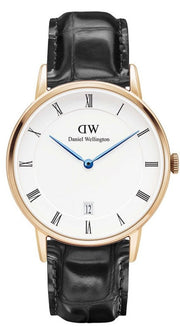 Daniel Wellington Dapper Reading White Dial Black Leather Strap Watch For Women - DW00100118