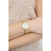 Guess Muse Crystals White Dial Rose Gold Steel Strap Watch For Women - W1008L2