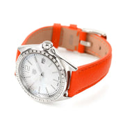 Tag Heuer Formula 1 Quartz Diamonds Mother of Pearl Dial Orange Leather Strap Watch for Women - WBJ131A.FC8250