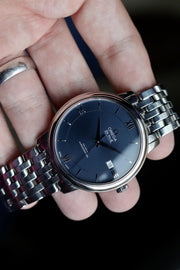 Omega De Ville Prestige Co-Axial Orbis Blue Dial Silver Steel Strap Watch for Men - 424.10.40.20.03.001