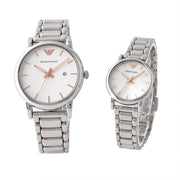 Emporio Armani Quartz White Dial Silver Steel Strap Watch For Men - AR90000