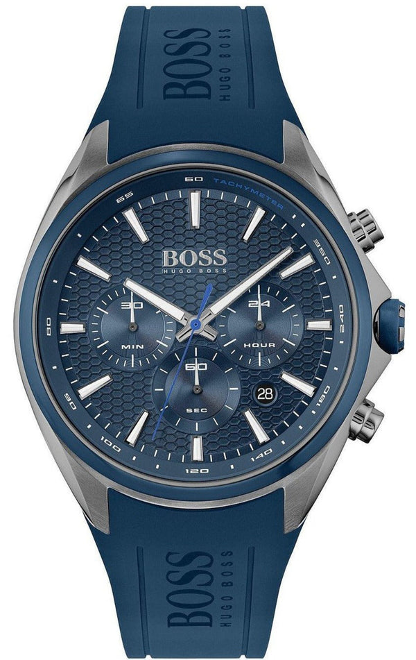 Hugo Boss Distinct Chronograph Blue Dial Blue Rubber Strap Watch for Men - 1513856