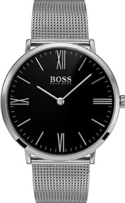 Hugo Boss Jackson Quartz Black Dial Silver Mesh Bracelet Watch For Men - 1513514