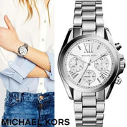 Michael Kors Bradshaw  Chronograph Silver Dial Silver Steel Strap Watch for Women - MK6174