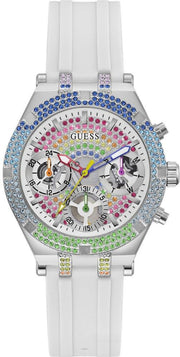 Guess Glitz Pride Limited Edition White Dial White Rubber Strap Watch for Women - GW0407L4