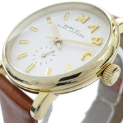 Marc Jacobs Baker White Dial Brown Leather Strap Watch for Women - MBM1317
