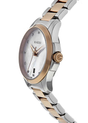 Gucci G Timeless Diamonds Mother of Pearl Dial Two Tone Steel Strap Watch For Women - YA126544